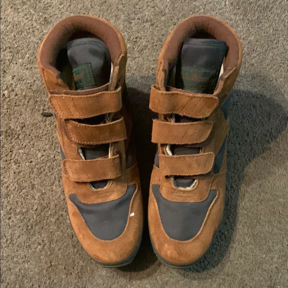 L.L. Bean Brown and Gray Boots with Velcro Straps